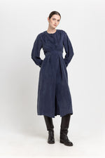 Blue washed tencel dress with tie detail