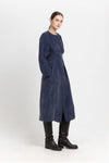 Blue washed tencel dress with tie detail