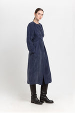 Blue washed tencel dress with tie detail