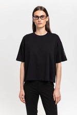 'LOGO SLEEVE' Black cotton boxy fit t-shirt