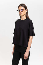 'LOGO SLEEVE' Black cotton boxy fit t-shirt