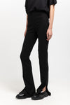 Black striped bistretch flared fitted pants