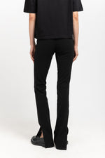Black striped bistretch flared fitted pants