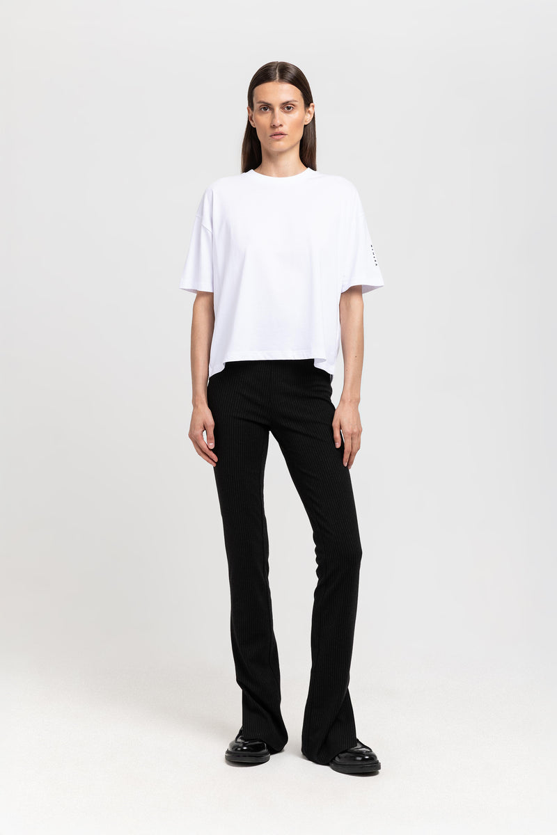 'LOGO SLEEVE' White cotton boxy fit t-shirt