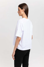 'LOGO SLEEVE' White cotton boxy fit t-shirt