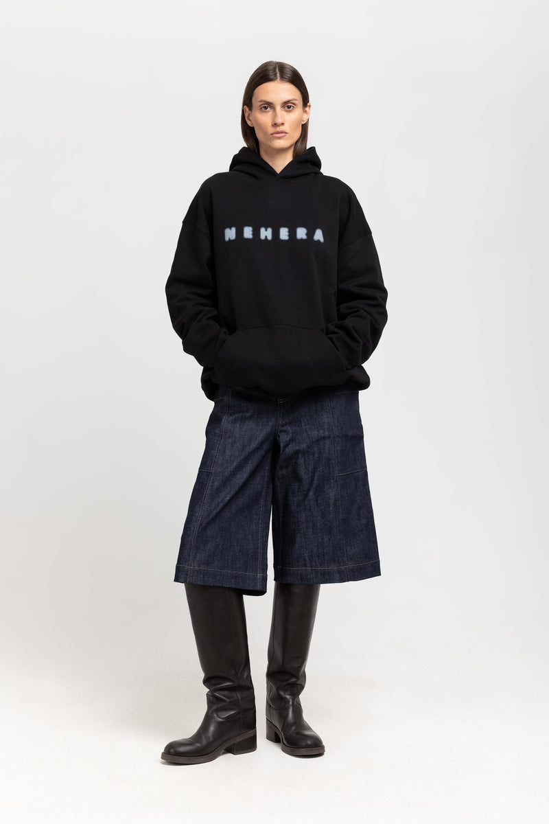 Black cotton ''BLURRED LOGO'' hoodie