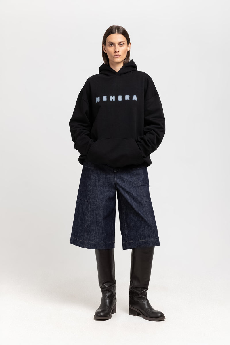 Black cotton ''BLURRED LOGO'' hoodie