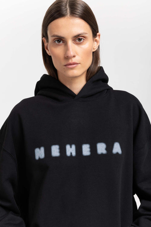 Black cotton ''BLURRED LOGO'' hoodie
