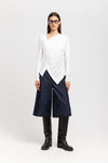 Off white acetate jersey asymmetric ruched top