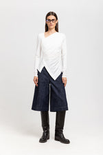Off white acetate jersey asymmetric ruched top