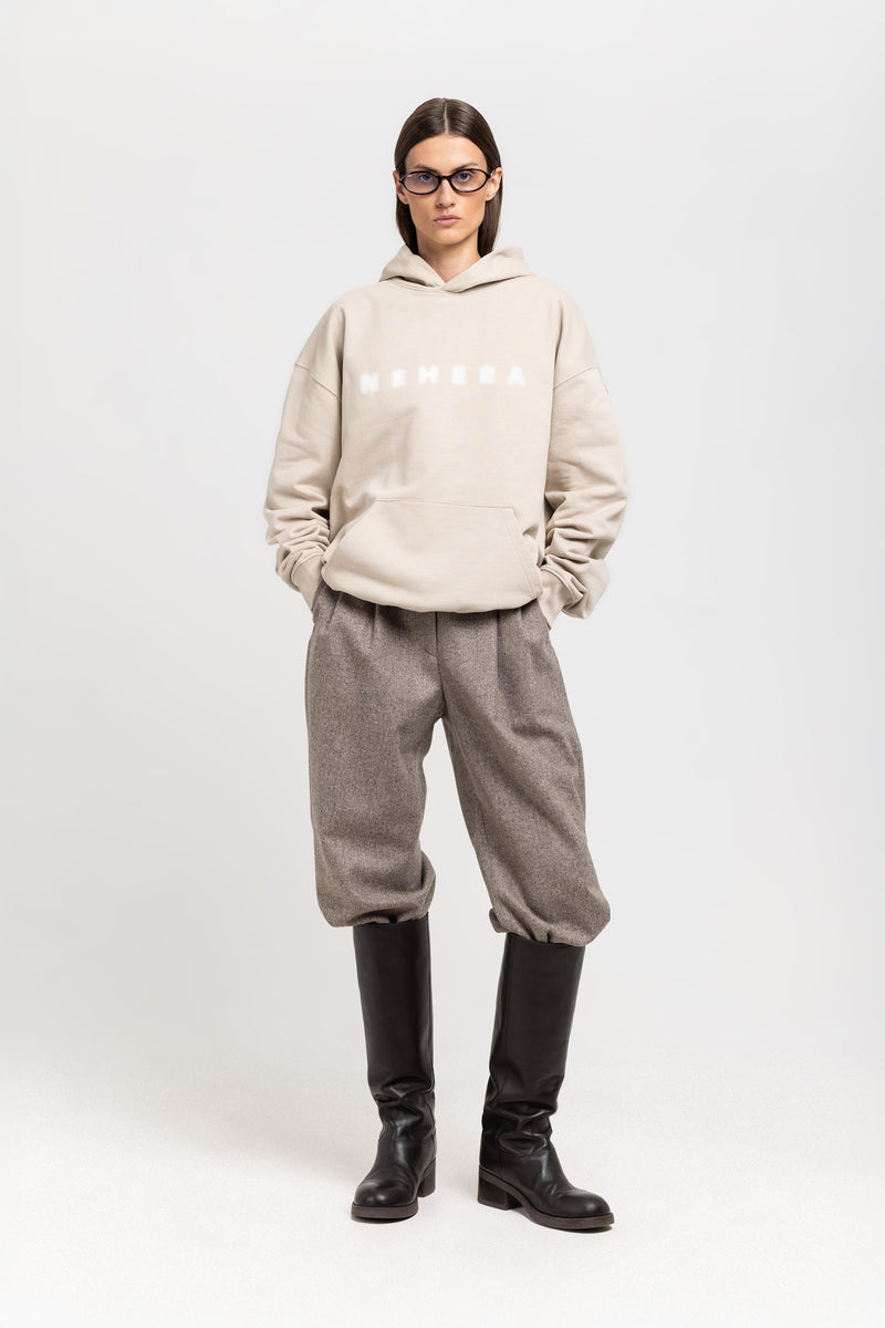 Desert dust cotton ''BLURRED LOGO'' hoodie