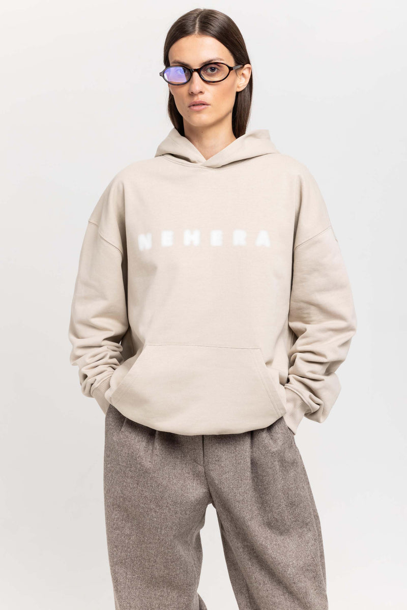 Desert dust cotton ''BLURRED LOGO'' hoodie