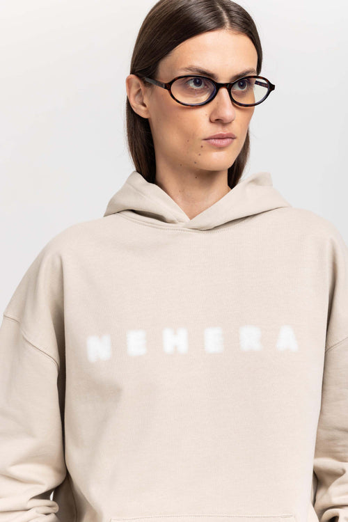 Desert dust cotton ''BLURRED LOGO'' hoodie