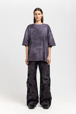 GONOE Anthracite pinstripe cotton unisex baggy pants