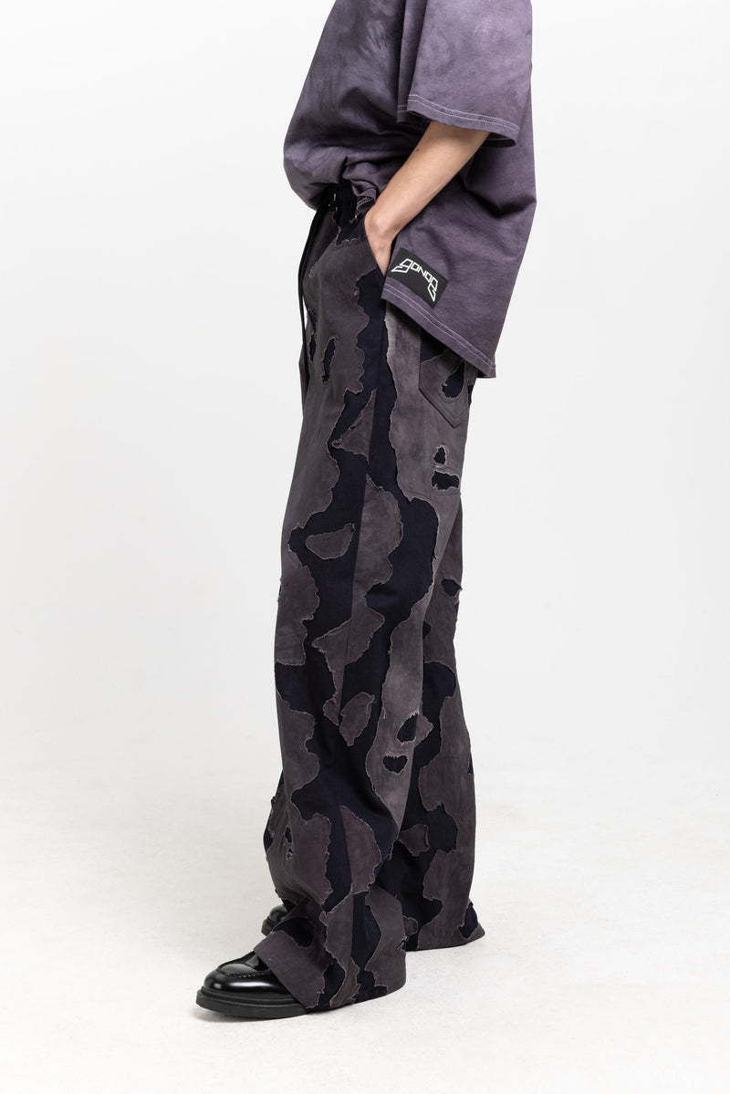 GONOE Anthracite pinstripe cotton unisex baggy pants