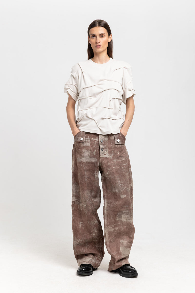 GONOE Brown linen unisex pants