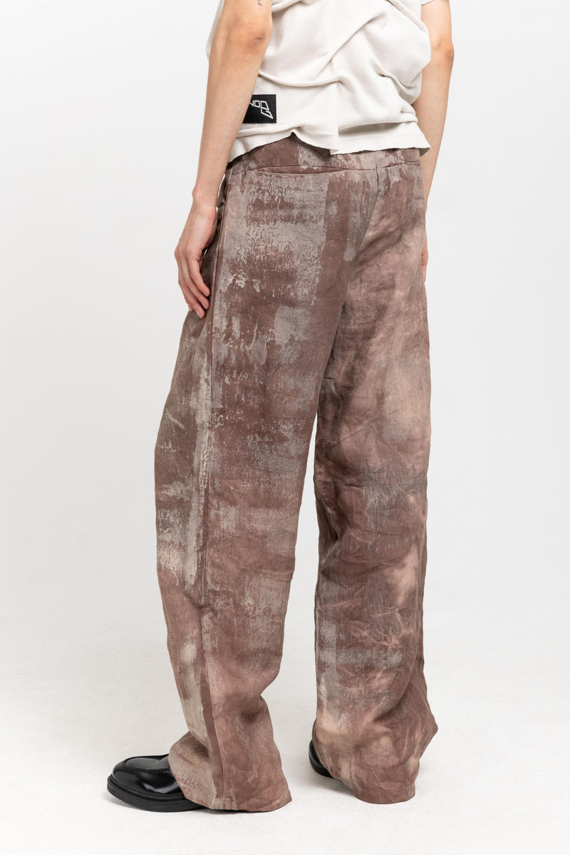GONOE Brown linen unisex pants