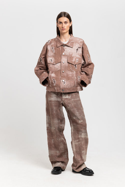 GONOE Brown linen unisex pants
