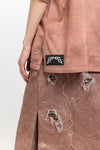 GONOE Brown denim distressed skirt