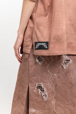 GONOE Brown denim distressed skirt