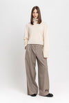 Pearl white cashmere boxy cropped turtleneck
