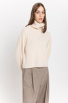 Pearl white cashmere boxy cropped turtleneck