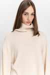 Pearl white cashmere boxy cropped turtleneck