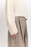 Pearl white cashmere boxy cropped turtleneck