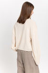 Pearl white cashmere boxy cropped turtleneck