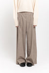 Grey beige light wool twill high waisted wide pants