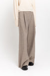 Grey beige light wool twill high waisted wide pants