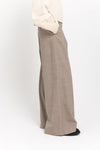 Grey beige light wool twill high waisted wide pants