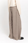 Grey beige light wool twill high waisted wide pants