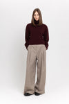Wine red cashmere boxy cropped turtleneck