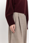 Wine red cashmere boxy cropped turtleneck