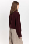 Wine red cashmere boxy cropped turtleneck