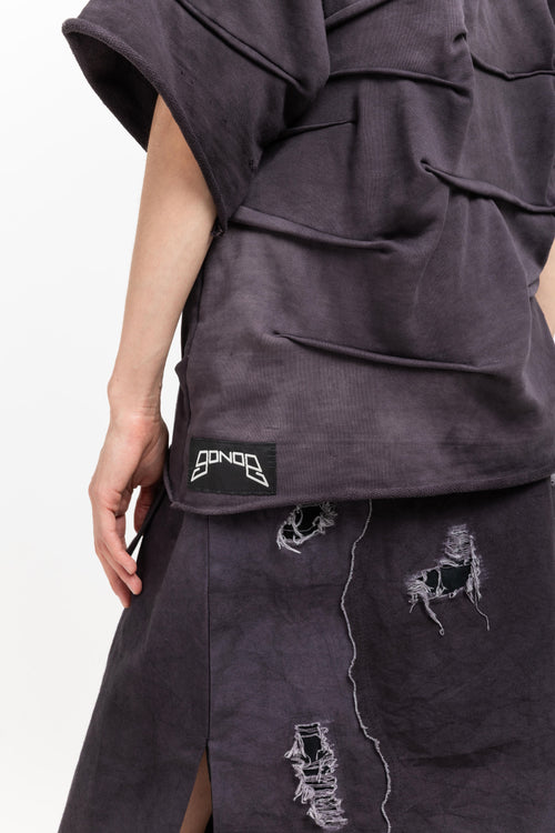 GONOE Anthracite denim distressed skirt