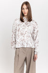 Taupe watercolor print voluminous blouse