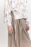 Taupe watercolor print voluminous blouse
