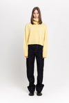 Daffodil yellow cashmere boxy cropped turtleneck