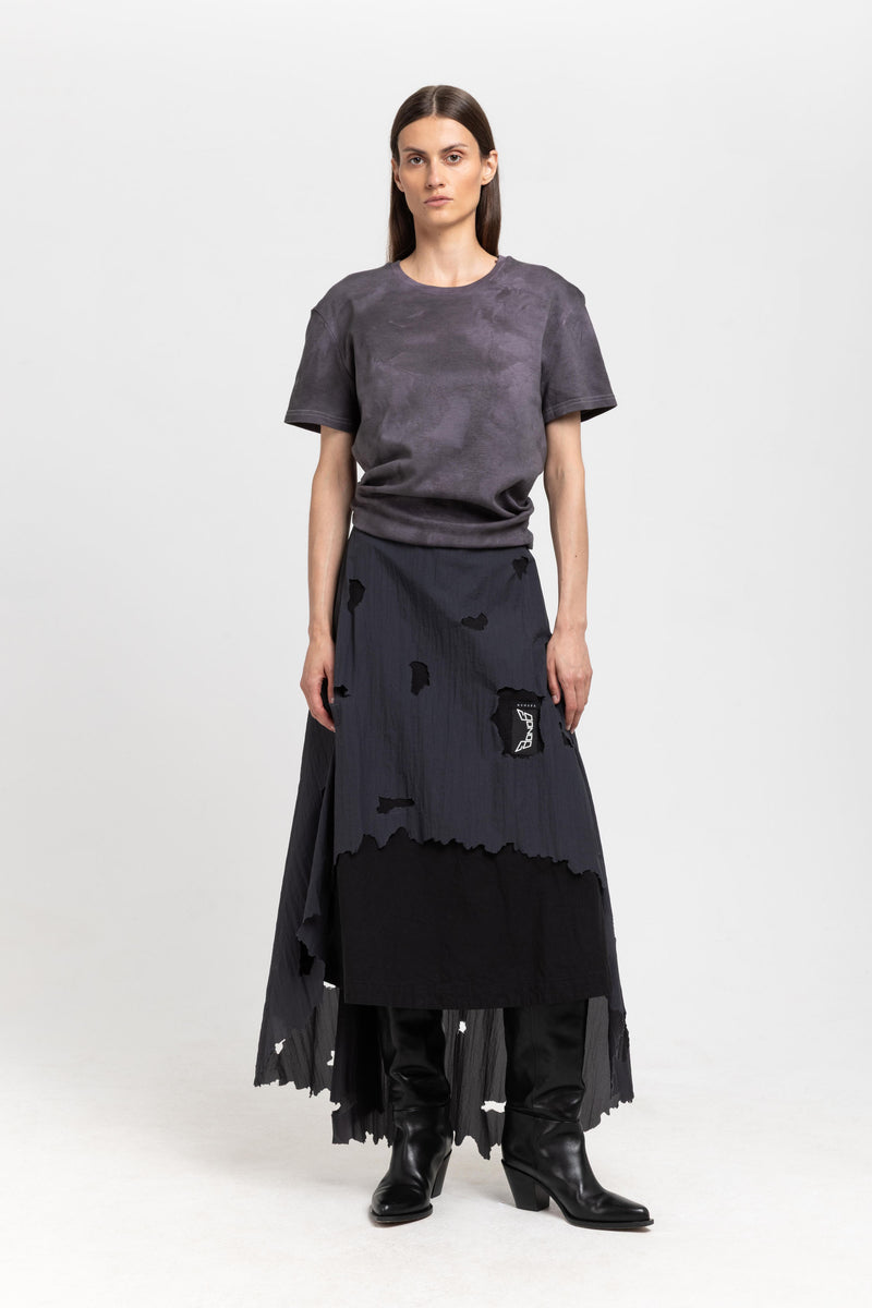 GONOE Ripstop cotton distressed skirt