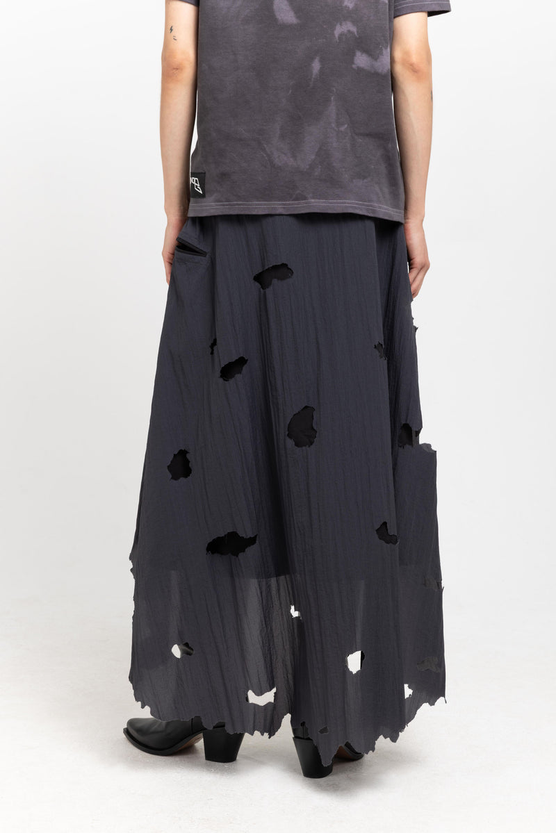 GONOE Ripstop cotton distressed skirt