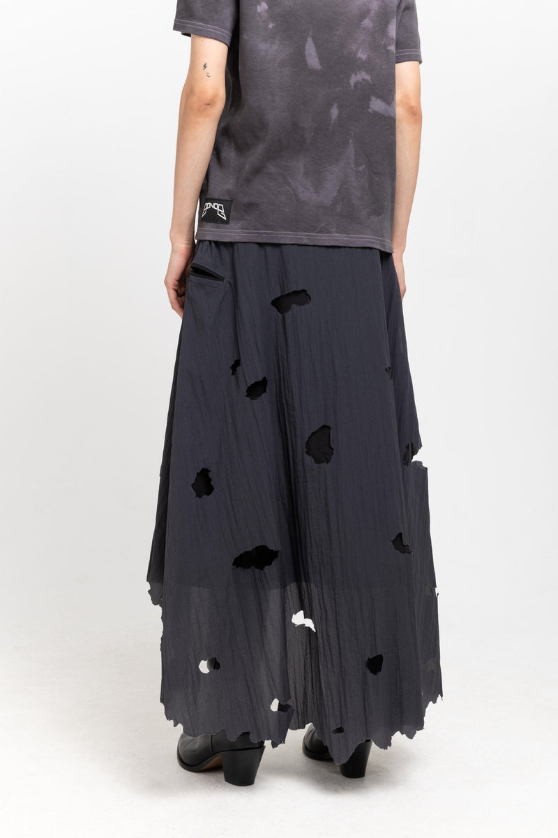 GONOE Ripstop cotton distressed skirt