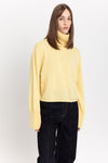 Daffodil yellow cashmere boxy cropped turtleneck