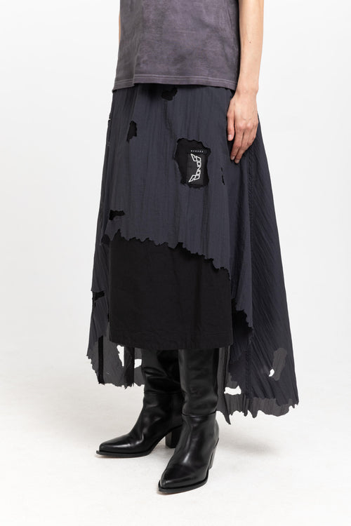 GONOE Ripstop cotton distressed skirt