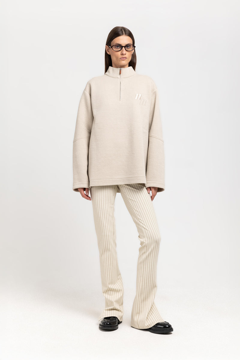 Sand doubleface cotton oversized sweatshirt