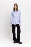 Blue chambaray poplin wrap shirt
