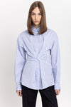 Blue chambaray poplin wrap shirt
