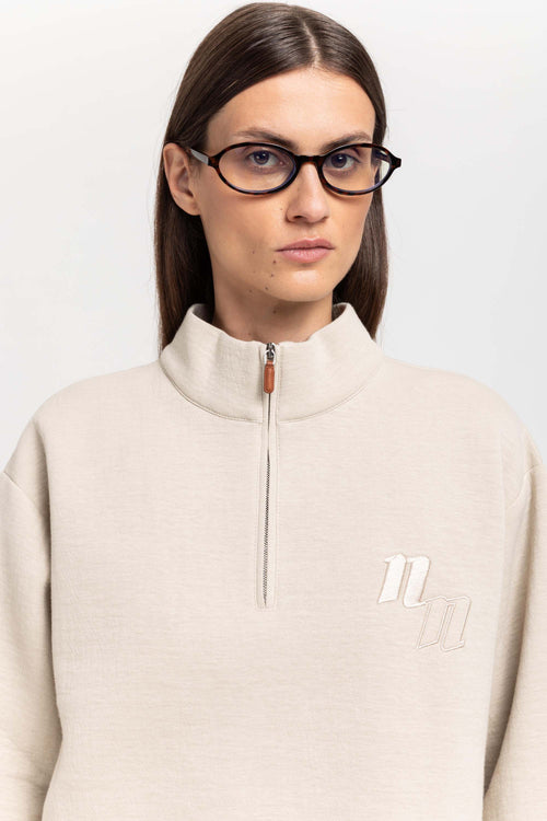 Sand doubleface cotton oversized sweatshirt