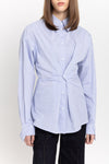 Blue chambaray poplin wrap shirt